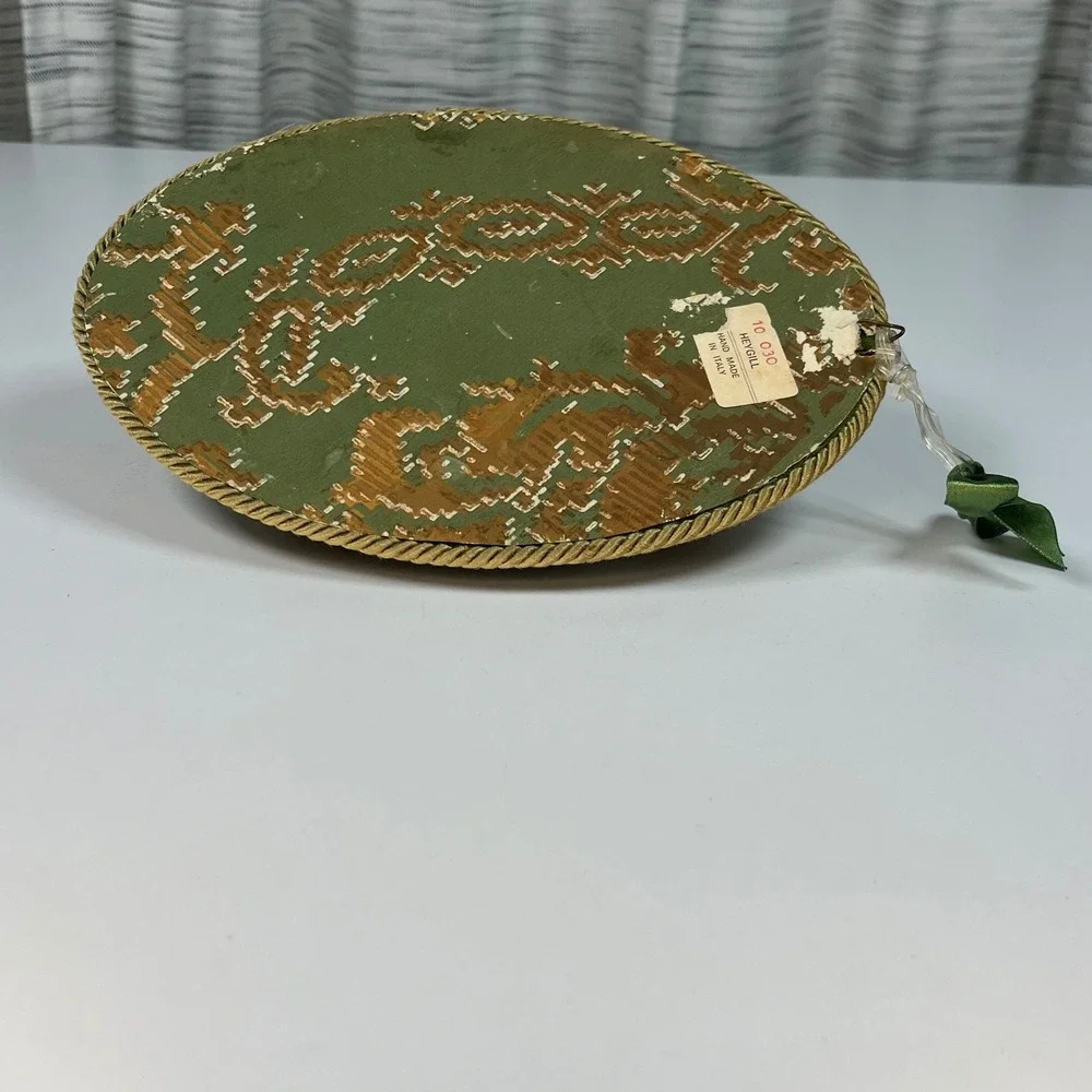 Heygill Wall Plaque Lime Green Porcelain Rose Velvet Italy Vintage 8 in x 6 in
